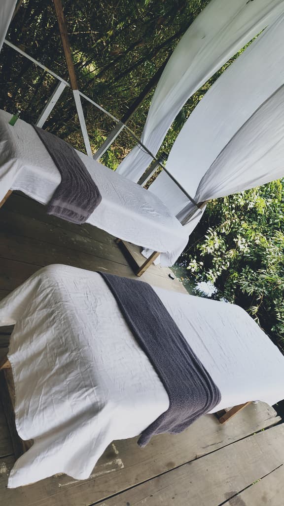 Outdoor spa beds by the river